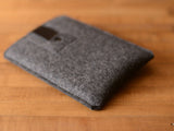 Kindle Paperwhite, Kindle Fire, Sleeve -  Charcoal Gray Felt & Black Leather Strap by byrd & belle