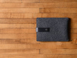 Kindle Paperwhite, Kindle Fire, Sleeve -  Charcoal Gray Felt & Black Leather Strap by byrd & belle