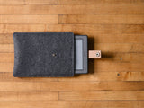 Kindle Sleeve - Charcoal Felt & Brown Leather Strap