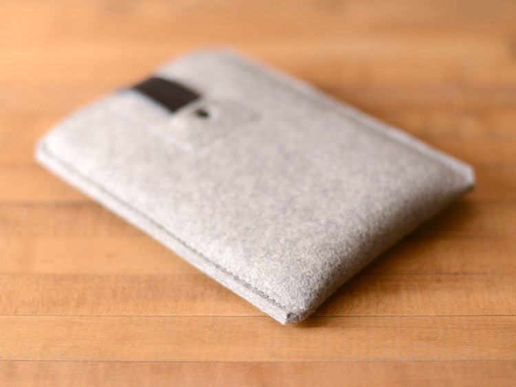  Kindle Paperwhite, Kindle Fire, Sleeve -  Gray Felt & Black Leather Strap by byrd & belle