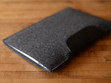 MacBook Air Sleeve - Charcoal Grey Felt & Black Leather Patch by byrd & belle