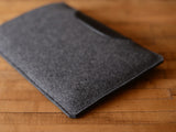 MacBook Air Sleeve - Charcoal Grey Felt & Black Leather Patch by byrd & belle