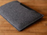 MacBook Air Sleeve - Charcoal Grey Felt & Black Leather Patch by byrd & belle