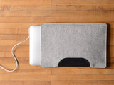 MacBook Air Sleeve - Grey Felt & Black Leather Patch by byrd & belle