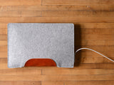 MacBook Air Sleeve - Grey Felt & Brown Leather Patch by byrd & belle