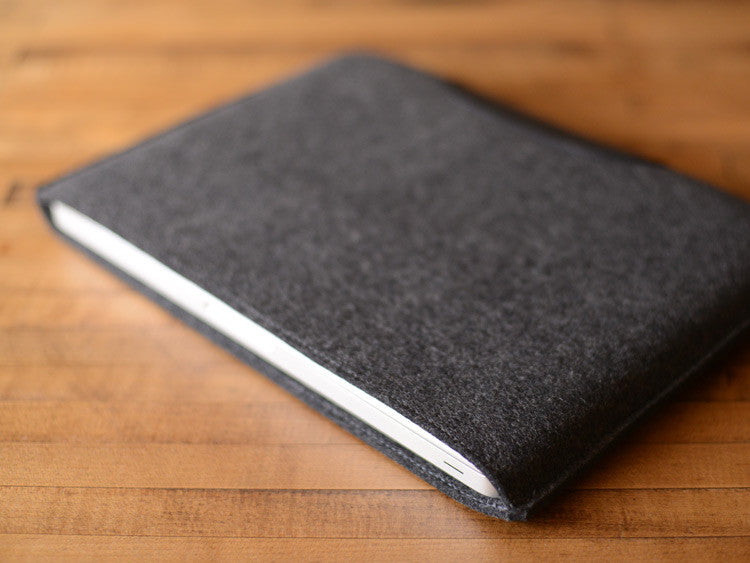 
MacBook Pro Sleeve - Charcoal Felt & Black Leather Patch by byrd & belle
