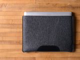 
MacBook Pro Sleeve - Charcoal Gray Felt & Black Leather Patch by byrd & belle
