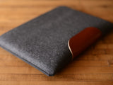 
MacBook Pro Sleeve - Charcoal Felt & Brown Leather Patch by byrd & belle
