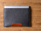 
MacBook Pro Sleeve - Charcoal Felt & Brown Leather Patch by byrd & belle
