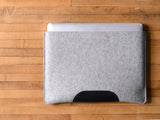 
MacBook Pro Sleeve - Gray Felt & Black Leather Patch by byrd & belle
