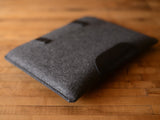 MacBook Pro Sleeve - Charcoal Felt & Black Leather Patch, Straps by byrd & belle