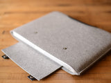 MacBook Pro Sleeve - Grey Felt & Black Leather Patch, Straps by byrd & belle