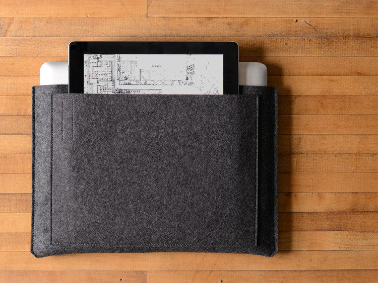 MacBook Pro/Air Carryall Bag Liner - Charcoal Gray Felt by byrd & belle