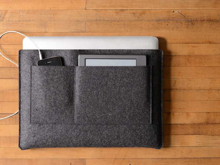 MacBook Pro/Air Carryall Bag Liner - Charcoal Felt by byrd & belle